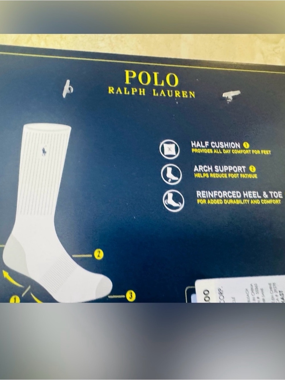Polo Ralph Lauren Logo Athletic Crew Sock 6-Pack - Picture 9 of 9